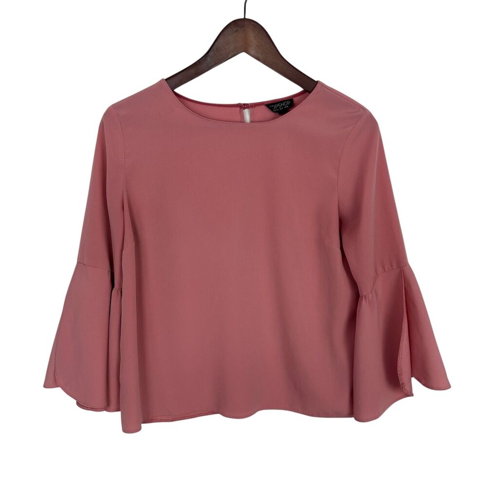Topshop Pink 3/4 Bell Sleeve Blouse Women's US 4